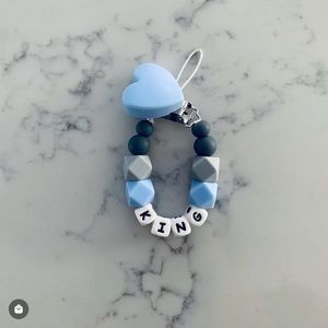 Blue heart pacifier clip customized